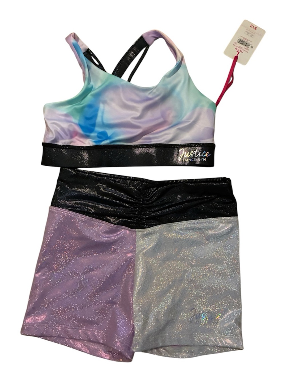 Justice Strappy Back Sports Bra and short set size L (12/14)